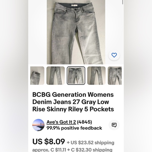 BCBGeneration Riley light wash charcoal women’s boot leg jeans mid rise, size 27 - Picture 12 of 17